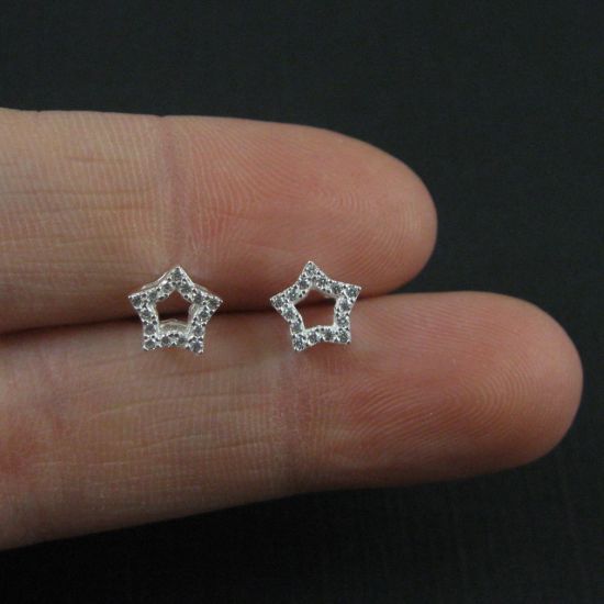 Wholesale Sterling Silver CZ Stone Pvae Star Studs for Jewelry Making, Wholesale Earwire and Findings