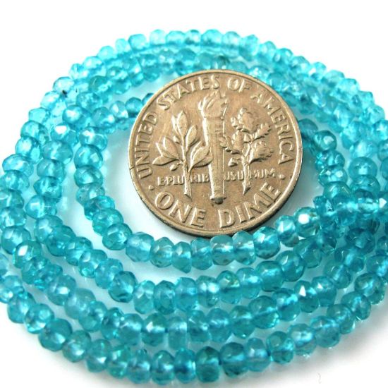 Wholesale Semi Precious Gemstones,Loose Gemstones,Gemstone Beads -- Apatite Micro Faceted Rondelle - 3-3.5mm - 13 inches