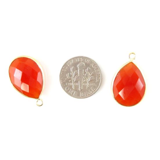 Wholesale Gold plated Sterling Silver Teardrop Bezel Carnelian Gemstone Pendant, Wholesale Gemstone Pendants for Jewelry Making