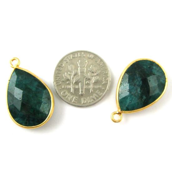 Wholesale Gold plated Sterling Silver Teardrop Bezel Dyed Emerald Gemstone Pendant, Wholesale Gemstone Pendants for Jewelry Making