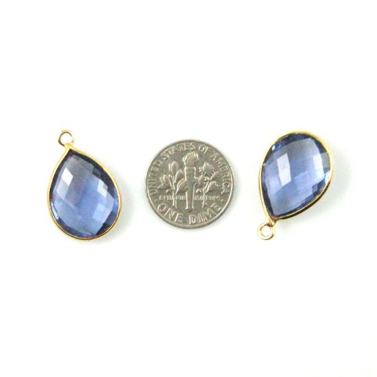 Wholesale Gold plated Sterling Silver Teardrop Bezel Iolite Quartz Gemstone Pendant, Wholesale Gemstone Pendants for Jewelry Making