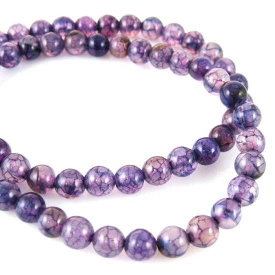 Wholesale Purple Dragon Vein Agate Beads - Smooth Round 6mm (Sold Per Strand)