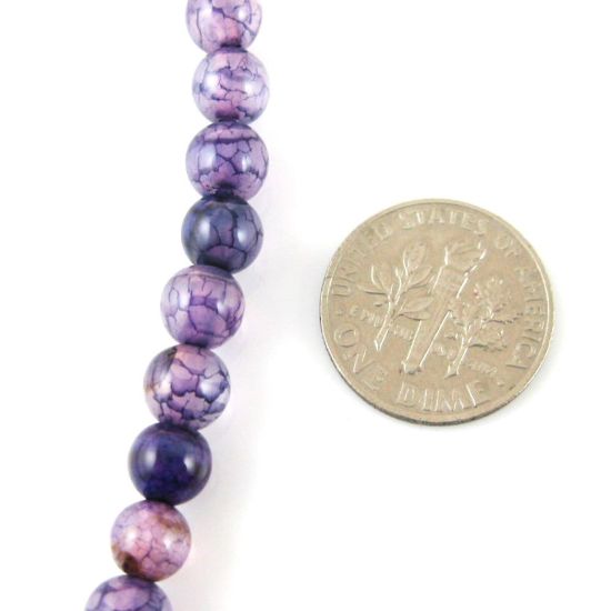 Wholesale Purple Dragon Vein Agate Beads - Smooth Round 6mm (Sold Per Strand)