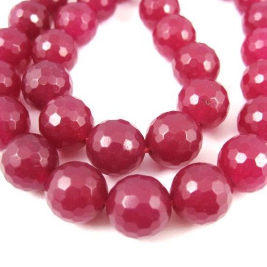 Wholesale Rose Red Jade Beads - 12mm Faceted Round (Sold Per Strand)