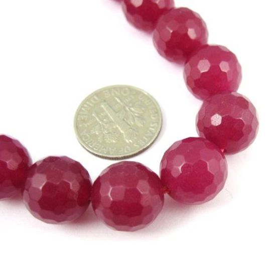 Wholesale Rose Red Jade Beads - 12mm Faceted Round (Sold Per Strand)
