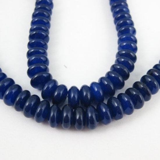 Wholesale Blue Jade - Smooth Rondell - 8mm by 4mm (Sold Per Strand)
