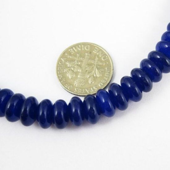 Wholesale Blue Jade - Smooth Rondell - 8mm by 4mm (Sold Per Strand)