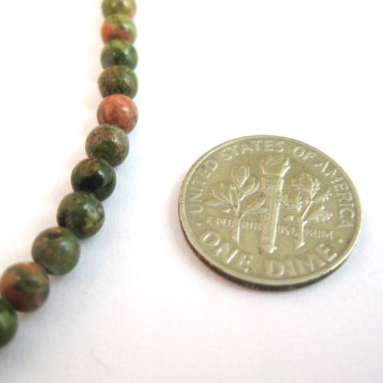 Wholesale Unakite Jasper Beads - 4mm Smooth Round (Sold Per Strand)