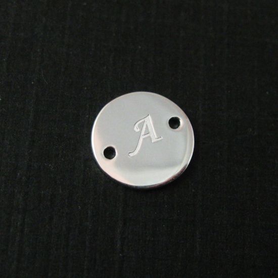 Wholesale Sterling Silver Initial Stamped Round Connector Charm, Charms and Pendants for Jewelry Making, Wholesale Findings