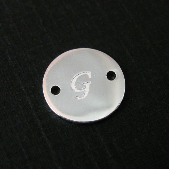 Wholesale Sterling Silver Initial Stamped Round Connector Charm, Charms and Pendants for Jewelry Making, Wholesale Findings