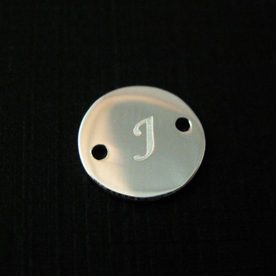 Wholesale Sterling Silver Initial Stamped Round Connector Charm, Charms and Pendants for Jewelry Making, Wholesale Findings