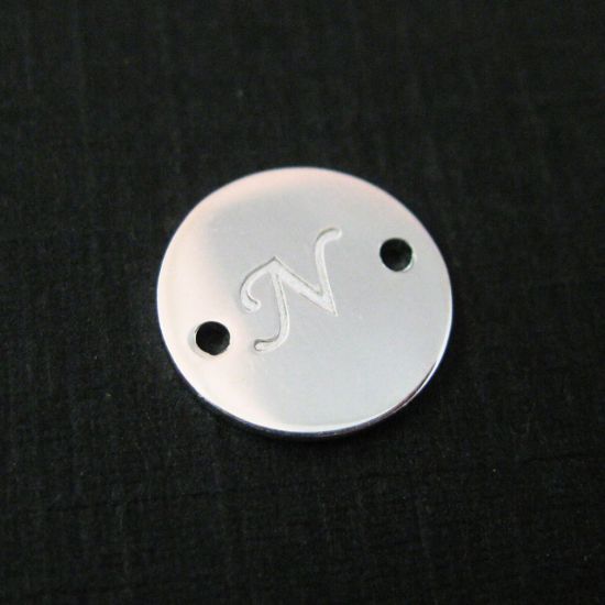 Wholesale Sterling Silver Initial Stamped Round Connector Charm, Charms and Pendants for Jewelry Making, Wholesale Findings
