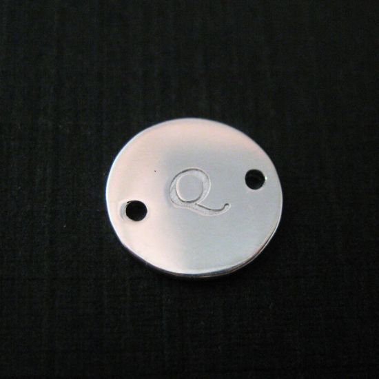 Wholesale Sterling Silver Initial Stamped Round Connector Charm, Charms and Pendants for Jewelry Making, Wholesale Findings