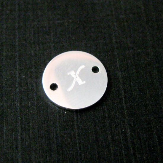 Wholesale Sterling Silver Initial Stamped Round Connector Charm, Charms and Pendants for Jewelry Making, Wholesale Findings