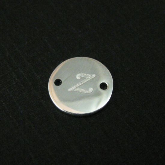 Wholesale Sterling Silver Initial Stamped Round Connector Charm, Charms and Pendants for Jewelry Making, Wholesale Findings