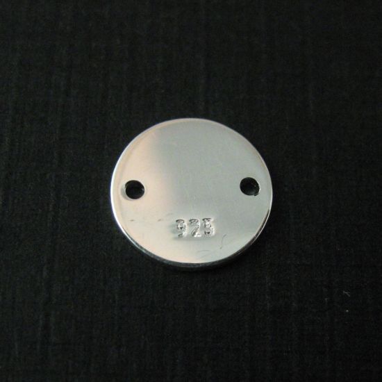 Wholesale Sterling Silver Initial Stamped Round Connector Charm, Charms and Pendants for Jewelry Making, Wholesale Findings