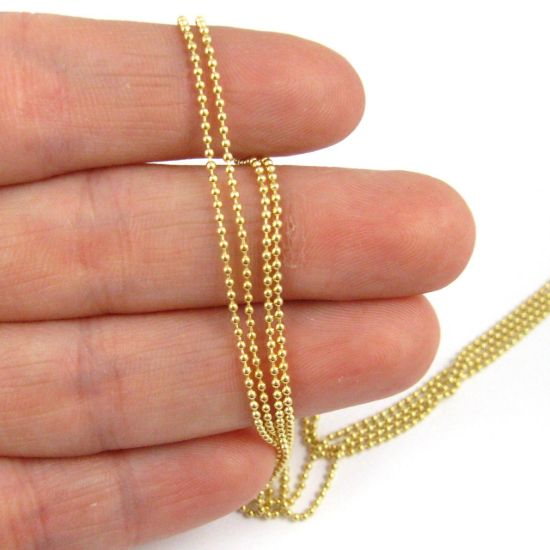 Wholesale Chain, Gold plated Sterling Silver Tiny Ball Chain 1.2mm Bulk Chain by the foot