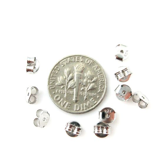 Wholesale Rhodium plated Sterling Silver Butterfly Back Earnuts for Jewelry Making, Wholesale Earwire and Findings