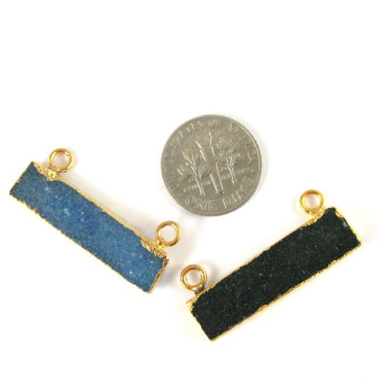 Wholesale Druzy Gemstone Pink Agate Thin Bar Gold Connector Pendant  Wholesale Pendants for Jewelry Making