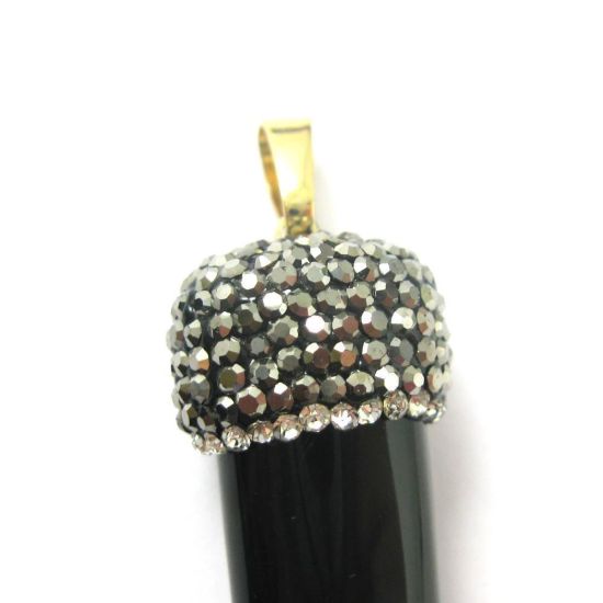 Wholesale Pave Pendant Green Jade Tusk Horn Wholesale Pendants for Jewelry Making