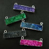 Wholesale Druzy Gemstone Pink Agate Thin Bar Silver Connector Pendant  Wholesale Pendants for Jewelry Making