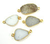Wholesale Natural Druzy Grey Speckled Agate Bar Pendant, 24K Gold plated Organic Oval,Druzy Necklace Pendant