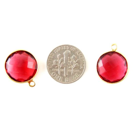 Wholesale Gold plated Sterling Silver Round Bezel Rubylite Quartz Gemstone Pendant, Wholesale Gemstone Pendants for Jewelry Making