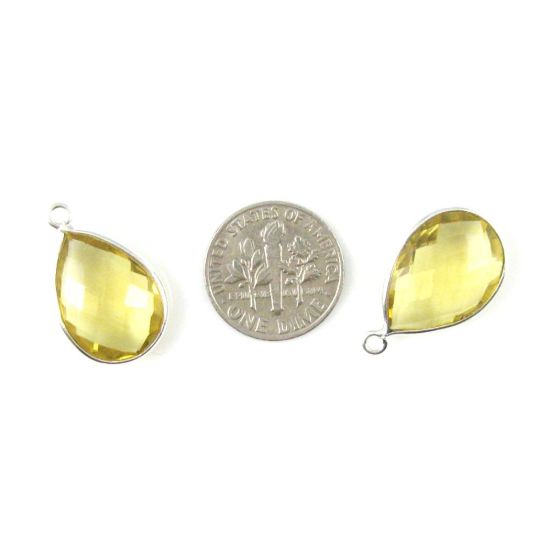 Wholesale Sterling Silver Teardrop Bezel Lemon Quartz Gemstone Pendant, Wholesale Gemstone Pendants for Jewelry Making