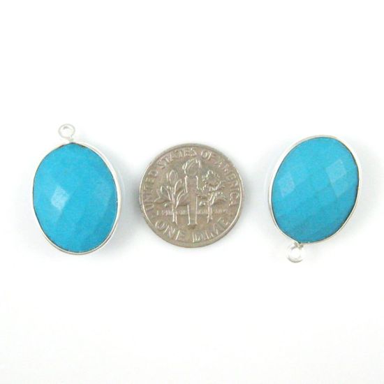 Wholesale Sterling Silver Oval Bezel Turquoise Gemstone Pendant, Wholesale Gemstone Pendants for Jewelry Making