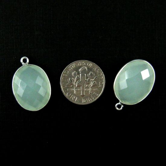 Wholesale Sterling Silver Oval Bezel Aqua Chalcedony Gemstone Pendant, Wholesale Gemstone Pendants for Jewelry Making