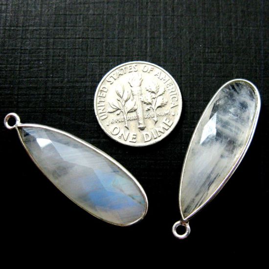 Wholesale Sterling Silver Elongated Teardrop Bezel Moonstone Gemstone Pendant, Wholesale Gemstone Pendants for Jewelry Making