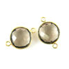 Wholesale Bezel Gemstone Links - Gold Plated Sterling Silver - Faceted Coin Shape - Smoky Quartz