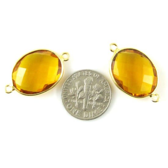 Wholesale Bezel Gemstone Links - 14x18mm Faceted Oval - Citrine Quartz