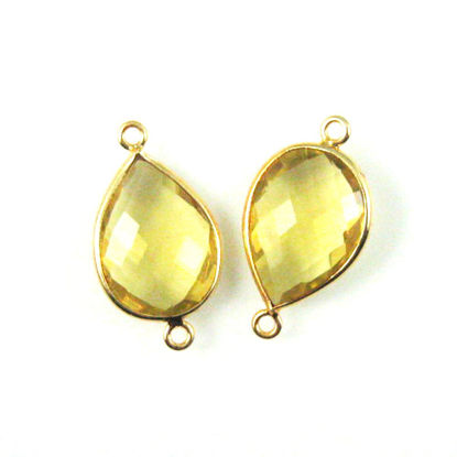 Wholesale Bezel Gemstone Links- 13x18mm Faceted Pear - Lemon Quartz