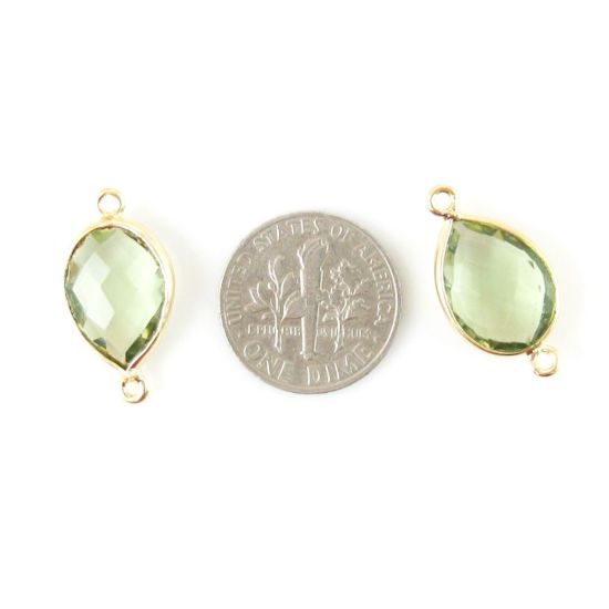 Wholesale Bezel Gemstone Links- 10x14mm Faceted Pear - Green Amethyst Quartz