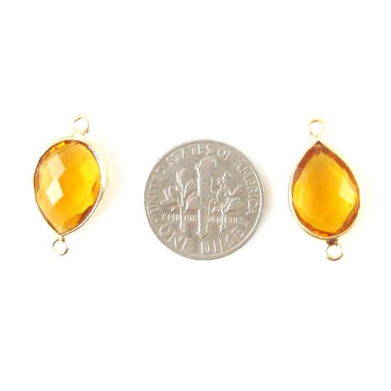 Wholesale Bezel Gem Connector - 10x14mm Faceted Pear - Citrine Quartz