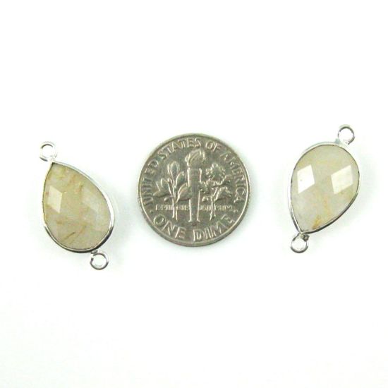 Wholesale Sterling Silver Bezel Gemstone Links - Faceted Pear Shape - Gold Rutilated Quartz