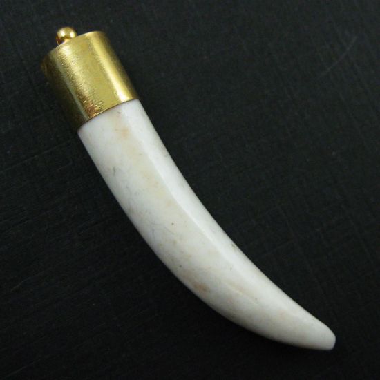Wholesale Turquoise Tusk Pendant,Gold plated Topper White Turquoise - 56mm
