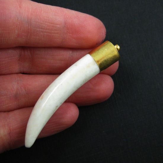 Wholesale Turquoise Tusk Pendant,Gold plated Topper White Turquoise - 56mm