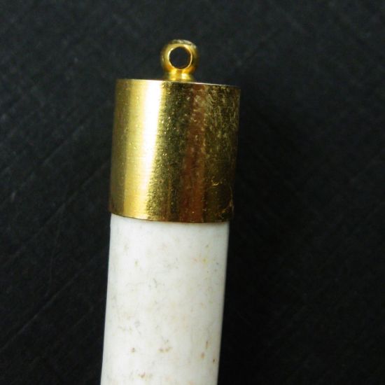 Wholesale Turquoise Tusk Pendant,Gold plated Topper White Turquoise - 56mm