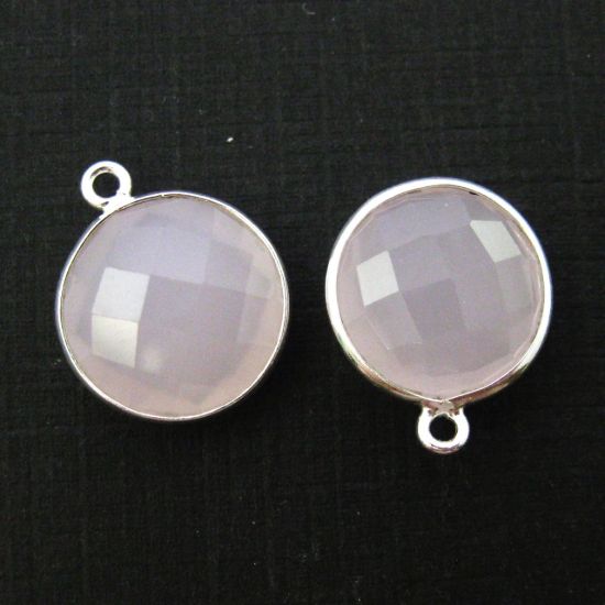 Wholesale Sterling Silver Round Bezel Pink Chalcedony Gemstone Pendant, Wholesale Gemstone Pendants for Jewelry Making