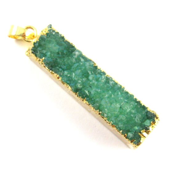  Wholesale Druzy Gemstone Green Agate Bar Gold Pendant  Wholesale Pendants for Jewelry Making