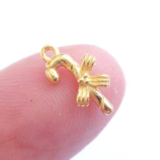 Wholesale Gold plated Sterling Silver Candy Cane Charm, Charms and Pendants for Jewelry Making, Wholesale Findings