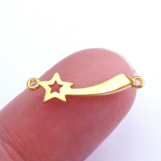 Wholesale gold plated Sterling Silver Shooting Star Connector Charm, Charms and Pendants for Jewelry Making, Wholesale Findings