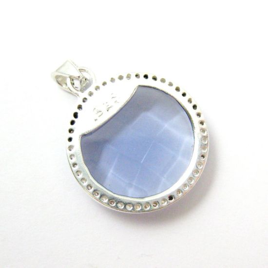 Wholesale Sterling Silver Iolite Quartz Bezel Gemstone Round Pave Pendant, Wholesale Gemstone Pendants for Jewelry Making