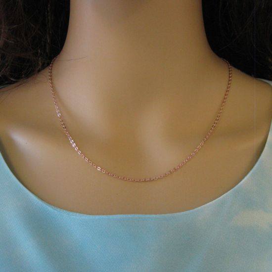 Wholesale Rose Gold plated Sterling Silver 2.3mm Strong Flat Cable Chain, Wholesale Bulk Necklace Chains