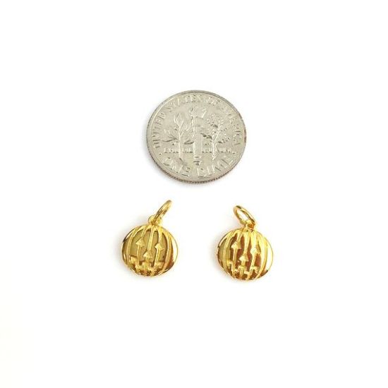 Wholesale Sterling Silver Round Pumpkin Disc Charm, Charms and Pendants for Jewelry Making, Wholesale Findings