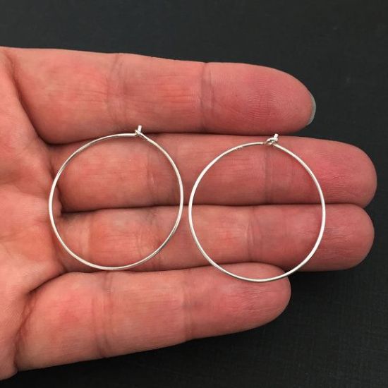 Wholesale Sterling Silver 25mm Simple Hoop Earwire for Jewelry Making, Wholesale Earwire and Findings