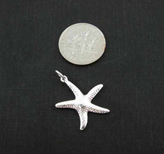 Wholesale 925 Sterling Silver Textured Starfish Charm - 25mm (1 pc)