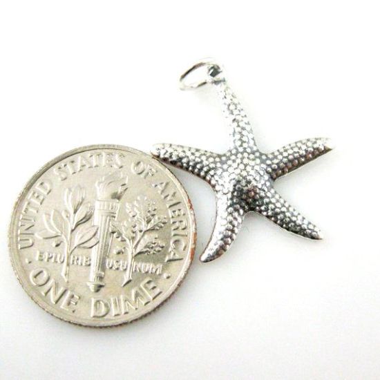 Wholesale Oxidized 925 Sterling Silver Textured Starfish Charm - 25mm (1 pc)
